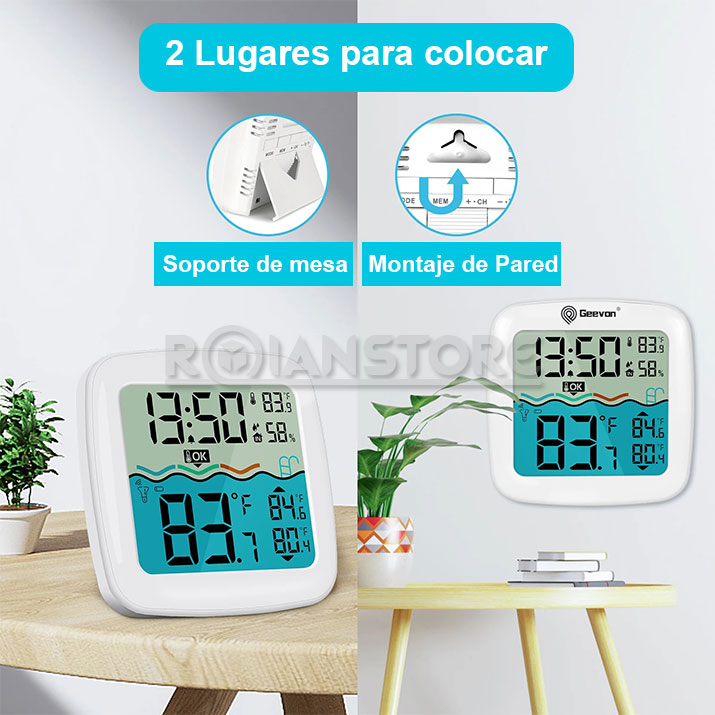 well2wellness® Termometro digitale per piscina con ricevitore radio LCD