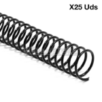Espiral Plástico Negro 38mm 25 Unidades Capacidad 400 Hojas