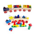 Tren de Carga de Madera con Bloques de Construccion
