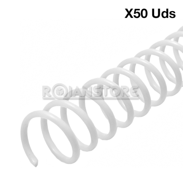 Espiral Plástico Blanco 20mm 50 Unidades Capacidad 135 Hojas