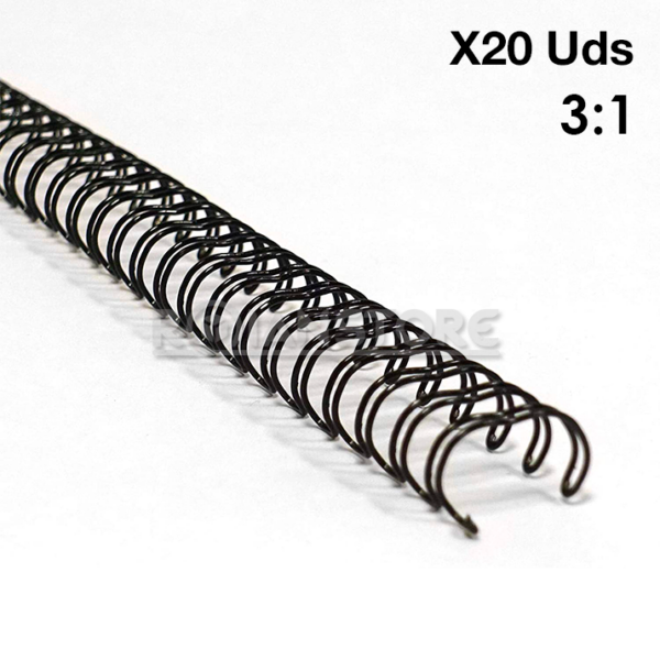 Anillo Metálico Negro 12mm 20 Unidades Capacidad 105 Hojas