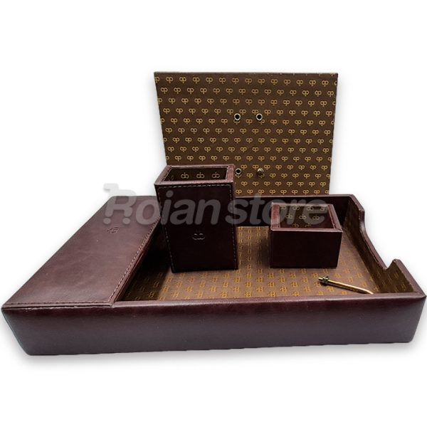 Set Escritorio 4 Piezas Eco Cuero Dommo Burano Burdeo