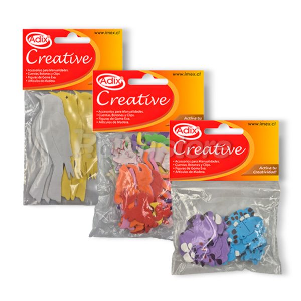 Goma Eva Adix Animales Terrestres Marinos Pajaros 1 Pack Eva