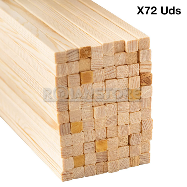 Palo Maqueta Cuadrado 3x3 mm x 50 cm Largo Set 72 unidades