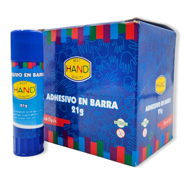 Barra Adhesiva Transparente Hand 21gr Pack 12 Unidades