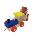 Tren de Carga de Madera con Bloques de Construccion - Imagen 3