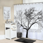 Cortina De Baño Hermoso Diseño Arbol 180x180 Cms