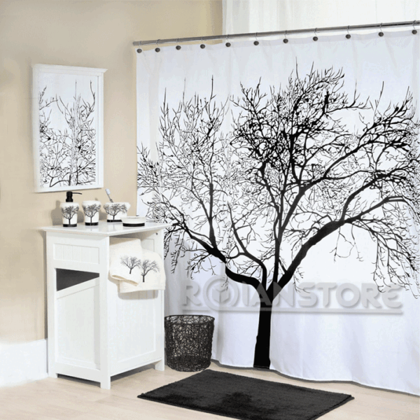 Cortina De Baño Hermoso Diseño Arbol 180x180 Cms