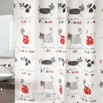 Cortina De Baño Hermoso Diseño Dibujos de Gato 180x180 Cms - Imagen 3