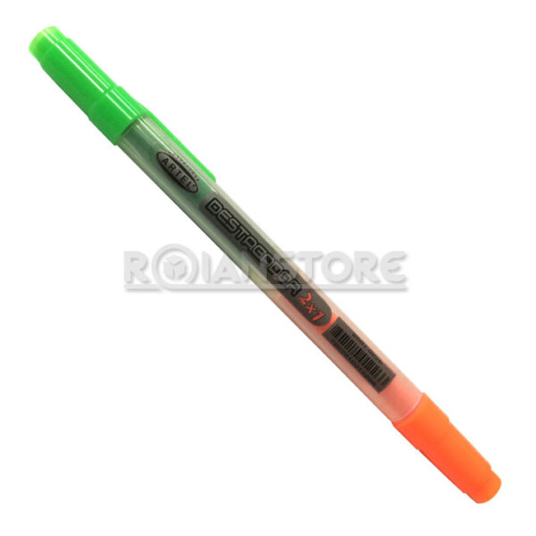 Destacador Artel 2x1 Verde/Naranjo Unidad