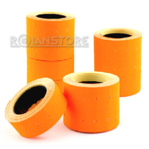 10 Rollos Etiqueta Auto Adhesiva Colores Fluorescentes Naranja