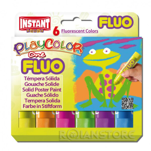 Tempera Sólida Escolar Fluorescente 6 Colores 10 gr Instant