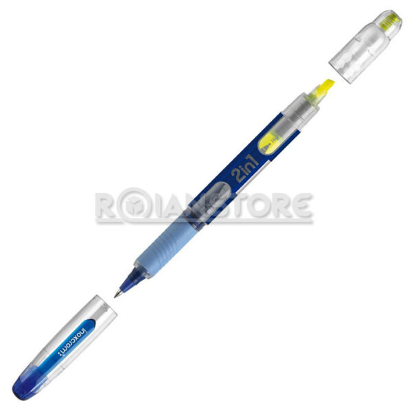 Lápiz Inoxcrom Bolígrafo Tinta Azul 2 en 1 Destacador Amarillo Unidad