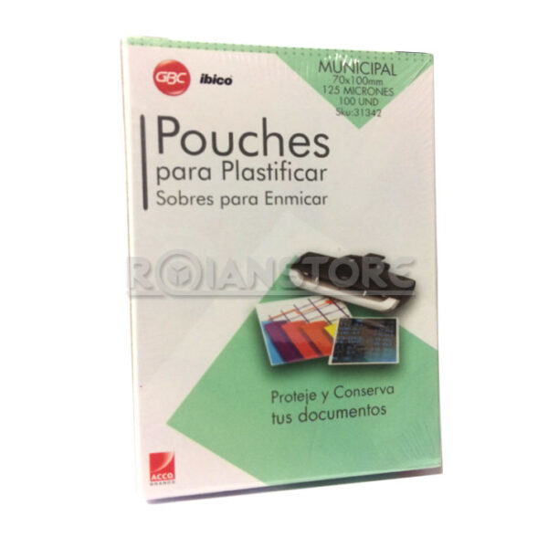 Laminas de Plastificar (Pouches) GBC Municipal 125 Micrones 100 Unidades
