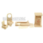 Completo Set Muebles De Baño En Madera Para Casa De Muñecas (e)