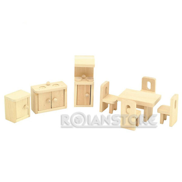 Completo Set Muebles De Cocina En Madera Para Casa Muñecas (e)