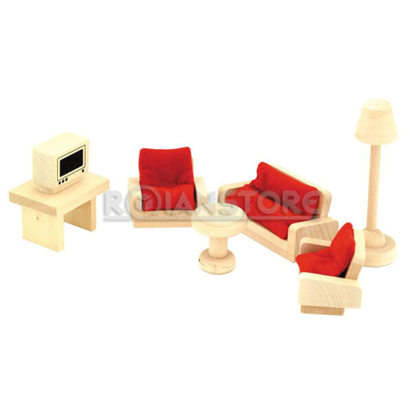 Completo Set Muebles De Living En Madera Para Casa Muñecas (e)