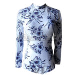 Traje Baño Deportivo lycra Manga Larga Flores Azules
