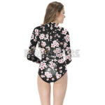 Traje Baño Deportivo lycra Manga Larga Flores Japonesas - Imagen 3