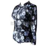Traje Baño Deportivo lycra Manga Larga Negro con Flores - Imagen 9