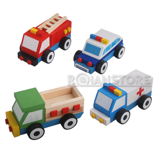 Vehículos de Emergencia Juguete Didáctico De Madera Para Niños