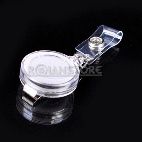 Porta Credencial o Tarjeta de Identificacion Tipo Yoyo Color Blanco Pack 25un