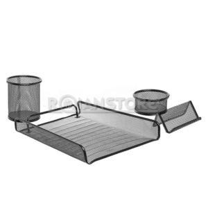 Set De Escritorio Hand Metal Rejilla 4 Piezas Negro