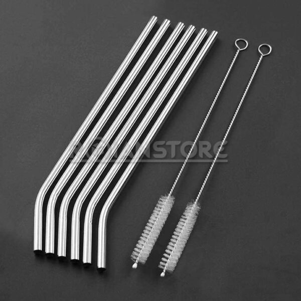 6 Bombillas Reutilizables Acero Inoxidable + 2 Cepillos CS