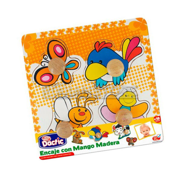 Puzzle y Encaje Dactic Insecto con Pivote de Madera 4 piezas