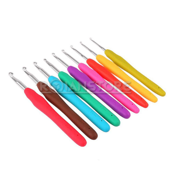 Set De 9 Aguja Gancho Crochet Colores Pvc 2 Mm A 6 Mm