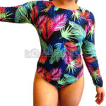 Traje Baño Deportivo Lycra Manga Larga Sin Espalda Espigas Colores - Imagen 13