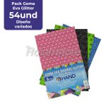 Pack Goma Eva Glitter Hand 54und Diseños Varios 20x30cm
