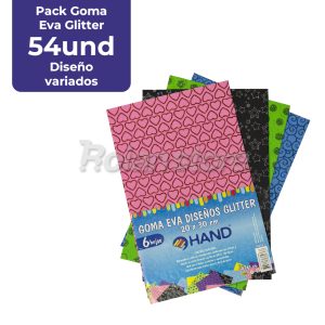 Pack Goma Eva Glitter Hand 54und Diseños Varios 20x30cm