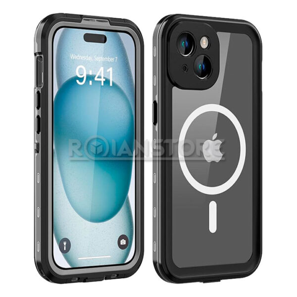 Carcasa Iphone 15 Plus Sumergible Waterproof Black Gray