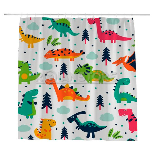 Cortina Baño Diseño Dinosaurios Animados Infantil 180x180cms