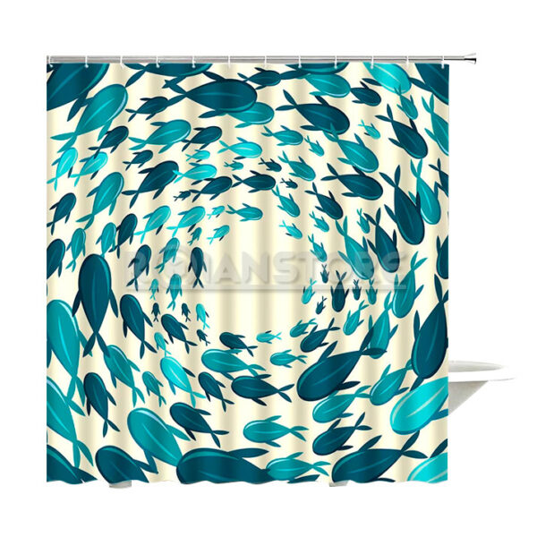 Cortina Baño Diseño Peces Pescados Acuario Cardumen 180x180