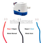 Bomba Achique Automatica 12V 6A Sumergible 1100GPH Sentina - Imagen 9