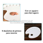 Paleta Acrilica Ovalada Set 20 Un Mezclador 9 Compartimentos - Imagen 9