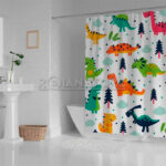 Cortina Baño Diseño Dinosaurios Animados Infantil 180x180cms - Imagen 4