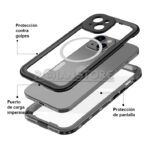 Carcasa Iphone 15 Plus Sumergible Waterproof Black Gray - Imagen 4