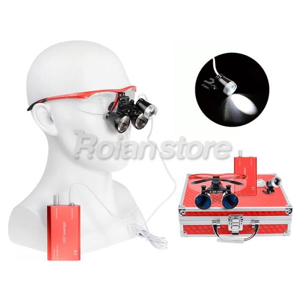 Lupa Binocular Cirugia Dental Aumento 2,5/3,5x Luz LED Mod2