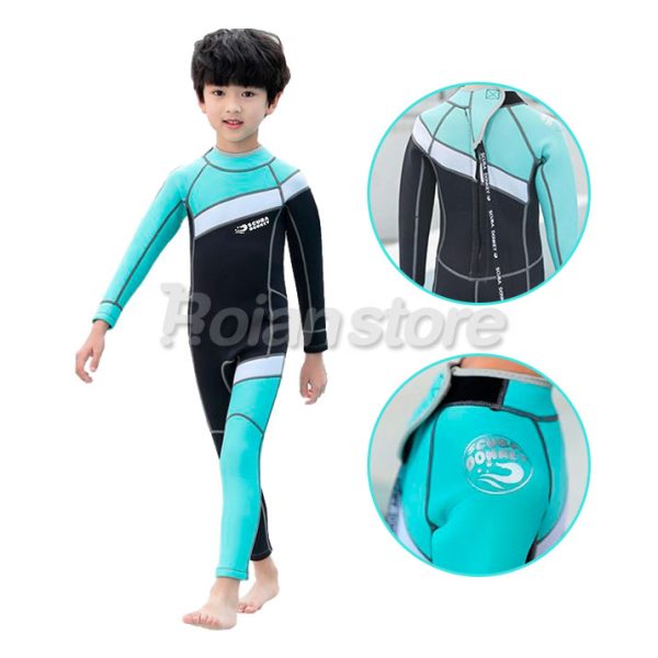 Traje Surf Neopreno Unisex Niños Talla XXL Negro Celeste