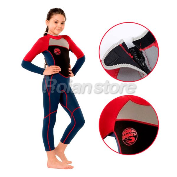 Traje Surf Neopreno Unisex Niños Talla XXL Azul Rojo