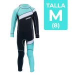 Traje Surf Neopreno Unisex Niños Talla M Negro Celeste - Imagen 3