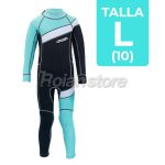 Traje Surf Neopreno Unisex Niños Talla L Negro Celeste - Imagen 3