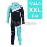 Traje Surf Neopreno Unisex Niños Talla XXL Negro Celeste - Imagen 3