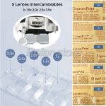 Optivisor Cintillo Lupa Led 5 Lentes 1.0 1.5 2.0 2.5 3.5 8x A Pila - Imagen 3