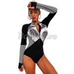 Traje Baño Deportivo lycra Manga Larga Negro Tropical (L)