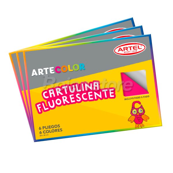 Pack 10und Cartulinas Fluorescente 6 Pliegos 25x35 Colores
