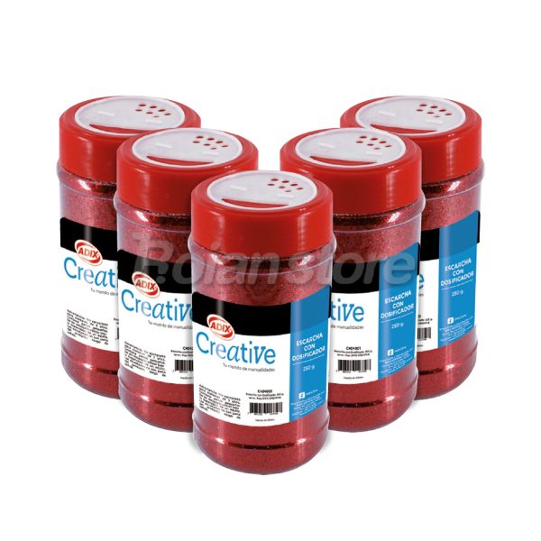 Pack 5und Escarcha Roja Dosificador 250g Adix Creative